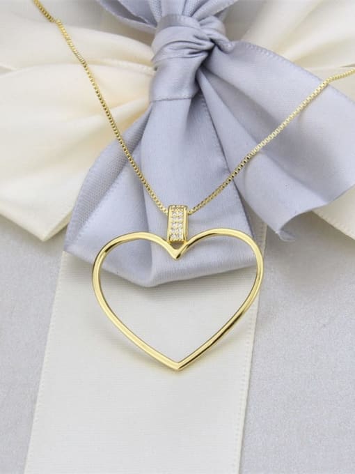renchi Brass Minimalist Hollow Heart Pendant  Necklace 2
