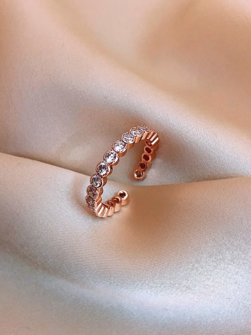rose gold.Single row Alloy+ Rhinestone White Star Trend Band Ring/Free Size Ring
