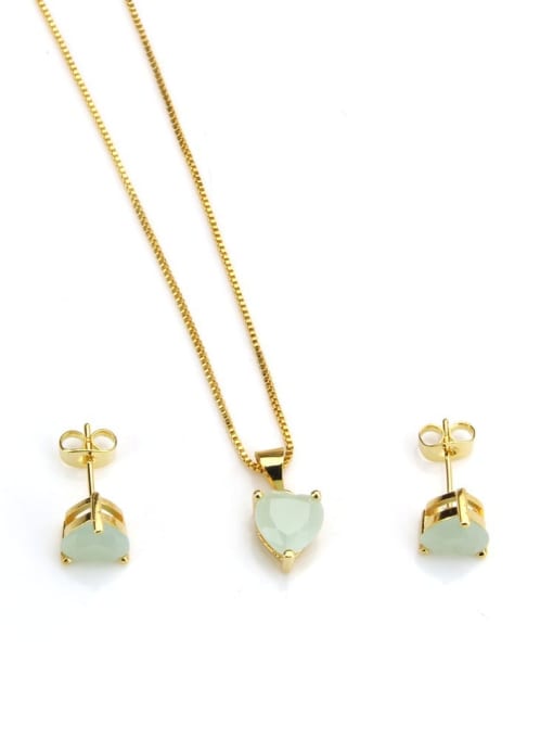 renchi Brass Heart Cubic Zirconia Earring and Necklace Set 3