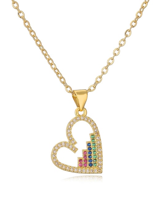 AOG Brass Cubic Zirconia Heart Vintage Necklace 0