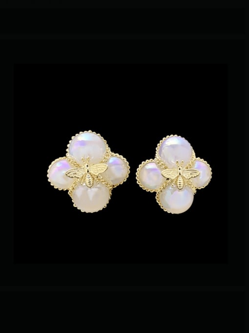 SUUTO Zinc Alloy Imitation Pearl Flower Minimalist Stud Earring 0