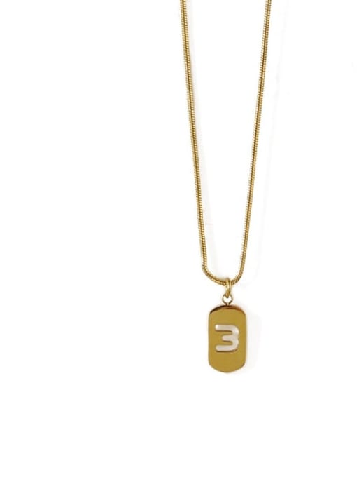 Golden 3 Titanium Steel Number Minimalist Pendant Necklace