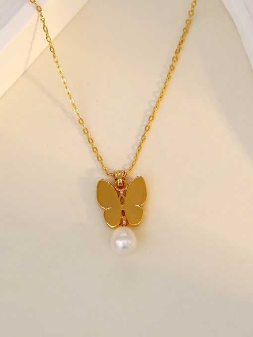 HYACINTH Brass Shell Bowknot Minimalist Necklace 1