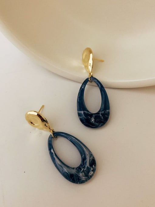 F65 blue resin Earrings Alloy Resin Water Drop Vintage Drop Earring