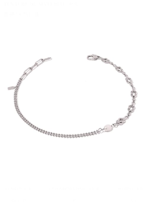 Necklace Brass Imitation Pearl Geometric Vintage Asymmetrical Chain Necklace