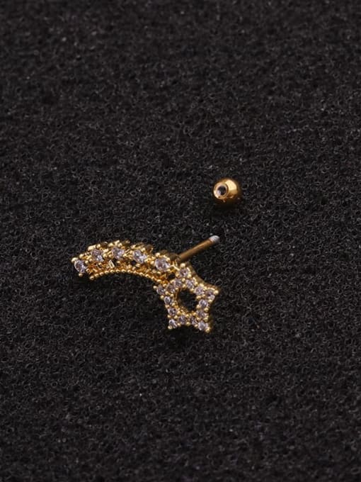 HISON Brass Cubic Zirconia Hollow Star Cute Single Earring 3