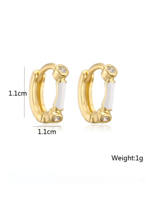AOG Brass Cubic Zirconia Enamel Geometric Bohemia Huggie Earring 1