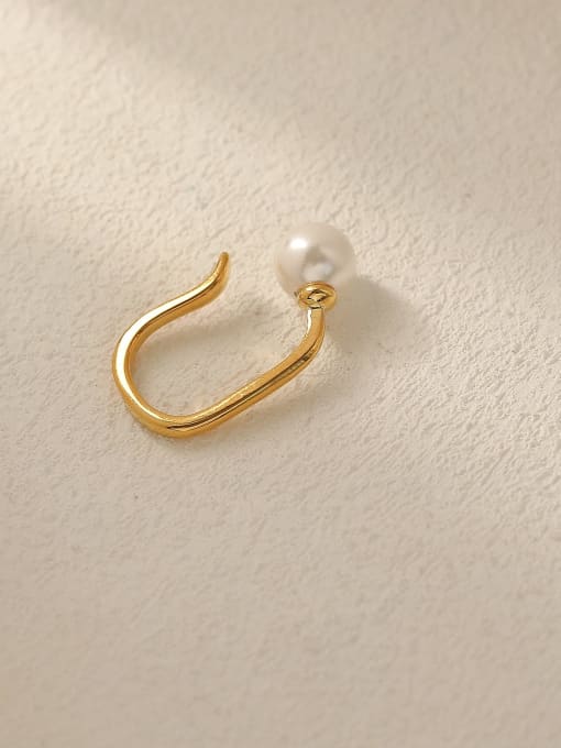 18K gold Brass Imitation Pearl Geometric Minimalist Stud Trend Korean Fashion Earring