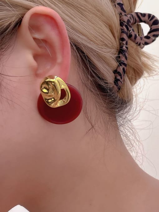 ZRUI Brass Resin Geometric Vintage Drop Earring 1