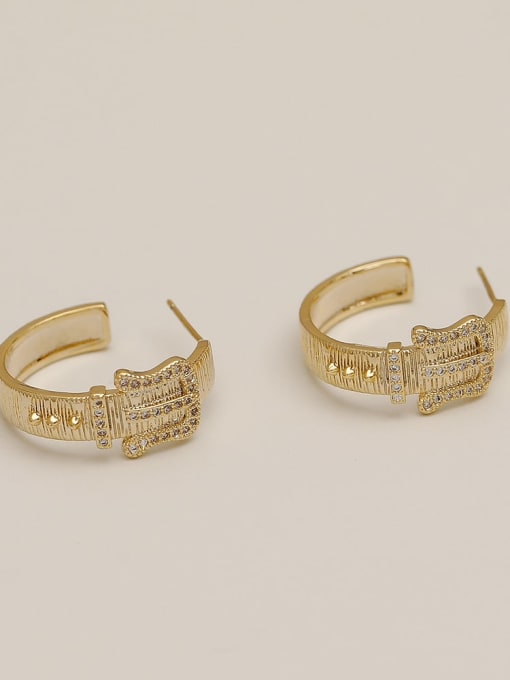 14K gold Brass Cubic Zirconia Geometric Vintage Hoop Trend Korean Fashion Earring
