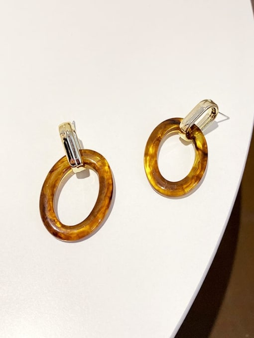 Amber acrylic Earrings Alloy Resin Geometric Vintage Drop Earring