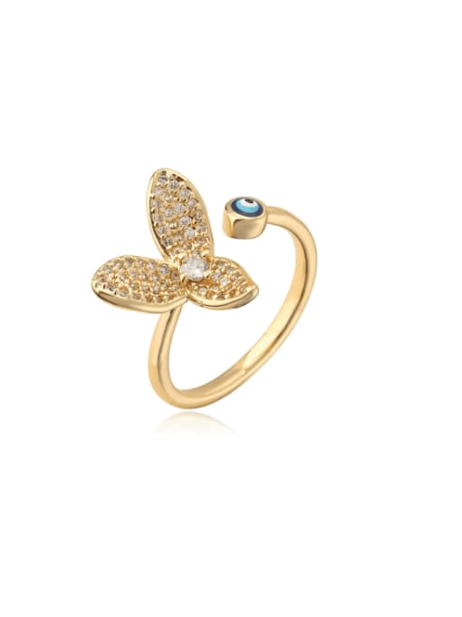 AOG Brass Cubic Zirconia Butterfly Vintage Band Ring