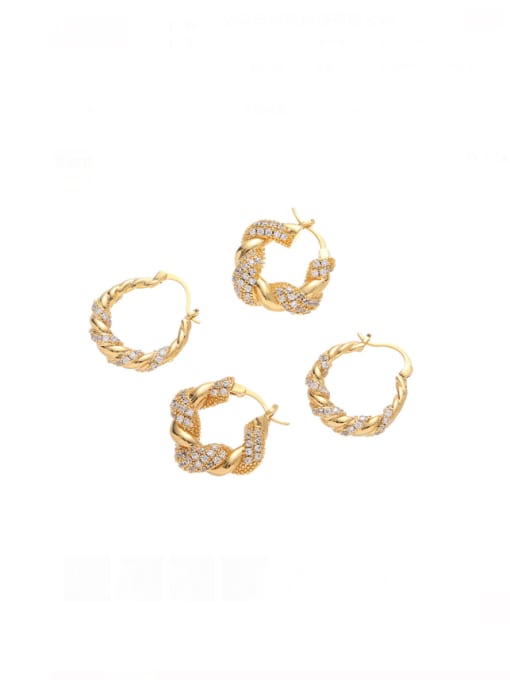 Five Color Brass Cubic Zirconia Geometric Minimalist Huggie Earring 0