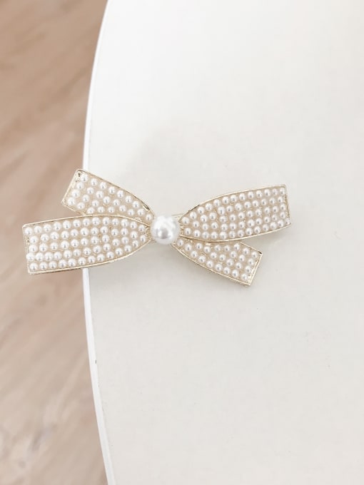 Gold bow pearl hairpin Brass Imitation Pearl Trend Bowknot Hair Barrette