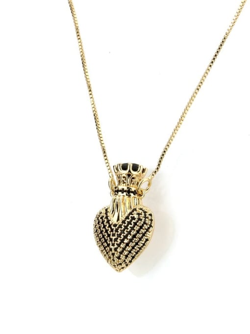 black Brass Cubic Zirconia Heart Dainty Necklace