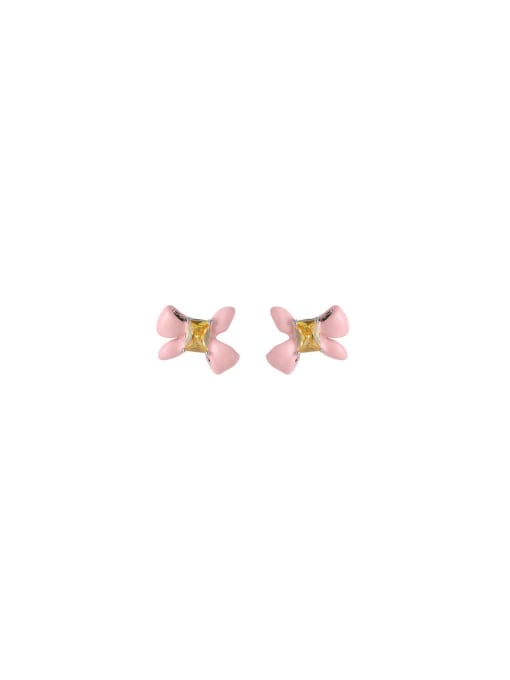 Five Color Brass Cubic Zirconia Bowknot Cute Stud Earring 0