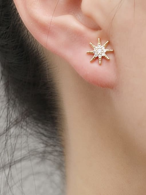 HYACINTH Brass Cubic Zirconia Asymmetrical  Star Minimalist Drop Earring 1