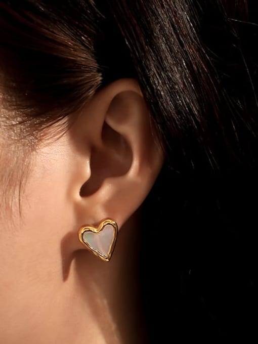 Five Color Titanium Steel Shell Heart Minimalist Stud Earring 1