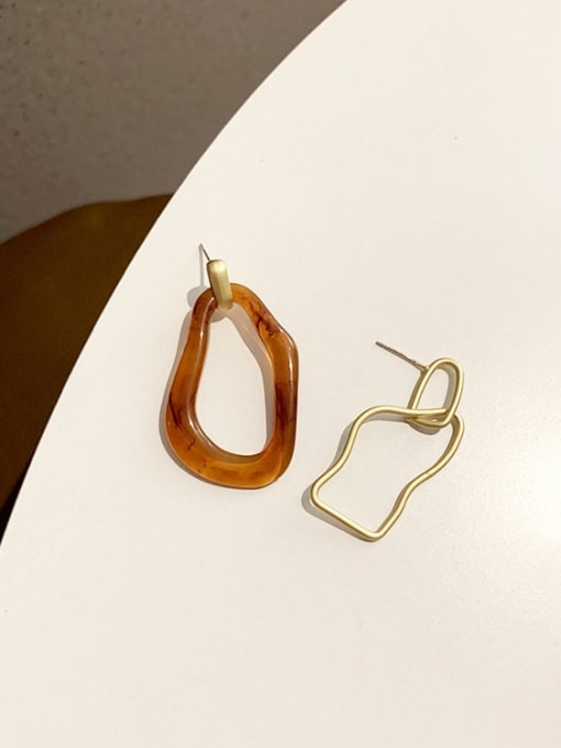ZRUI Alloy Resin Geometric Vintage asymmetrical Drop Earring 2
