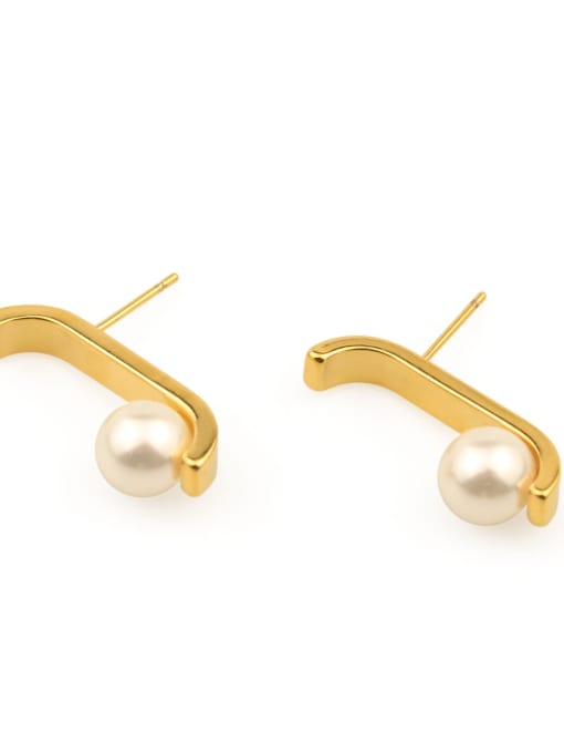 pearl earrings Brass Freshwater Pearl Geometric Vintage Stud Earring