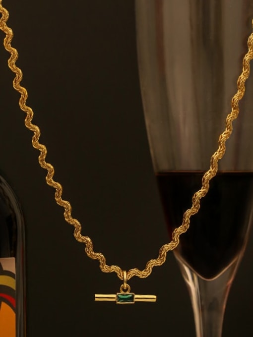 ACCA Brass Cubic Zirconia Geometric Vintage Necklace 1