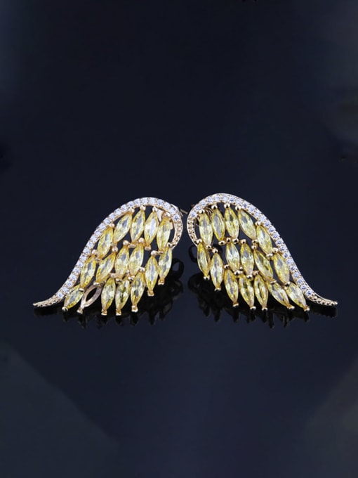 renchi Brass Cubic Zirconia Wing Luxury Stud Earring 3