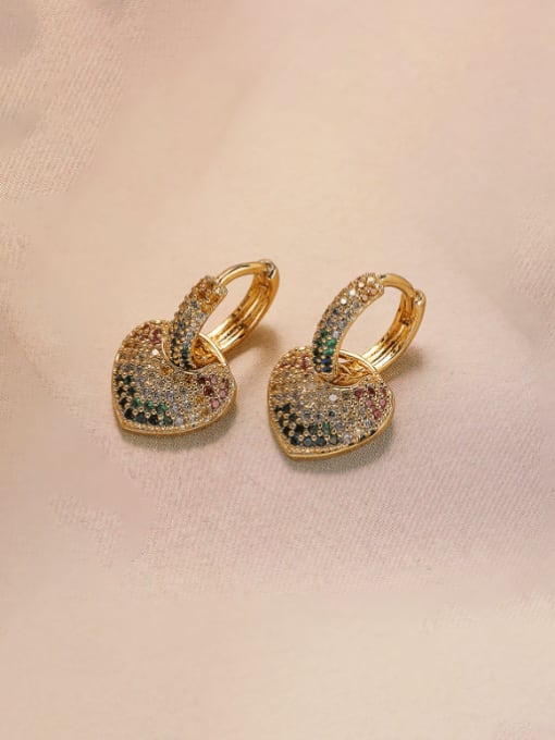 AOG Brass Cubic Zirconia Heart Vintage Huggie Earring 3