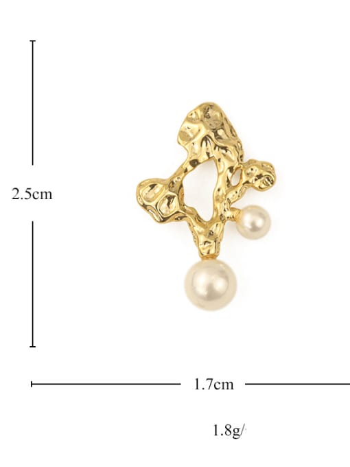 TINGS Brass Freshwater Pearl Geometric Vintage Stud Earring 3