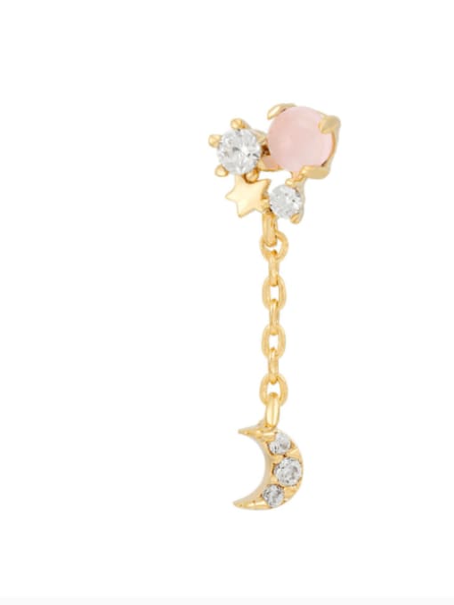 Chain little moon Brass Cubic Zirconia Multi Color Irregular Cute Stud Earring