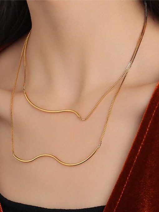 Five Color Brass Irregular Minimalist Multi Strand Necklace 1