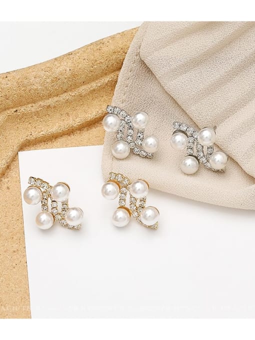 HYACINTH Copper Imitation Pearl Geometric Dainty Stud Trend Korean Fashion Earring 1