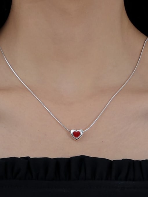 Five Color Brass Enamel Heart Minimalist Necklace 1