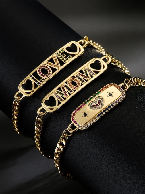 AOG Brass Cubic Zirconia Letter Vintage Link Bracelet 1