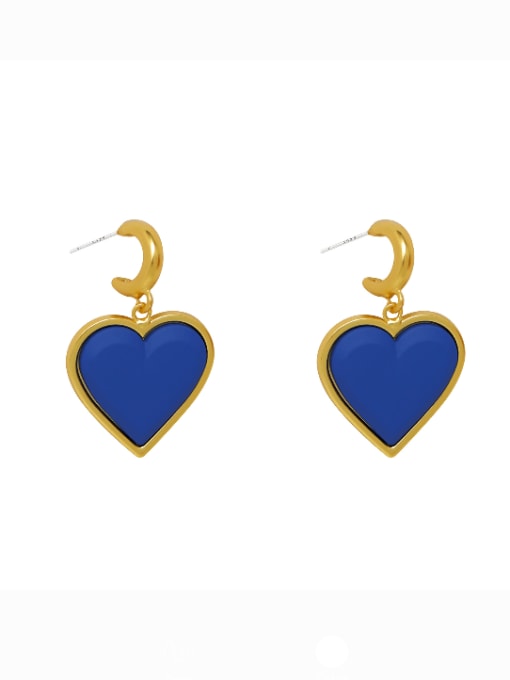 HYACINTH Brass Enamel Heart Minimalist Huggie Earring