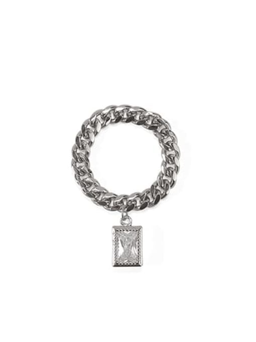 Platinum Brass Cubic Zirconia Geometric Vintage Band Ring