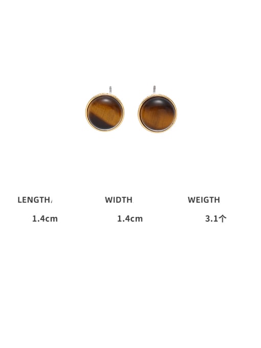 Five Color Brass Tiger Eye Geometric Minimalist Stud Earring 2