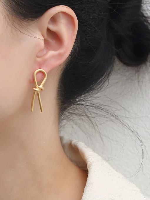 HYACINTH Brass Bowknot Minimalist Stud Earring 1
