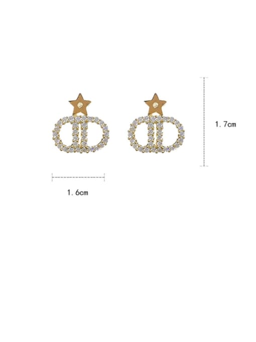 Papara Copper Cubic Zirconia Letter Minimalist Stud Earring 1