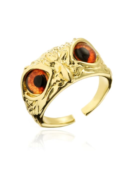 11166 Brass Cubic Zirconia Cute Owl Band Ring