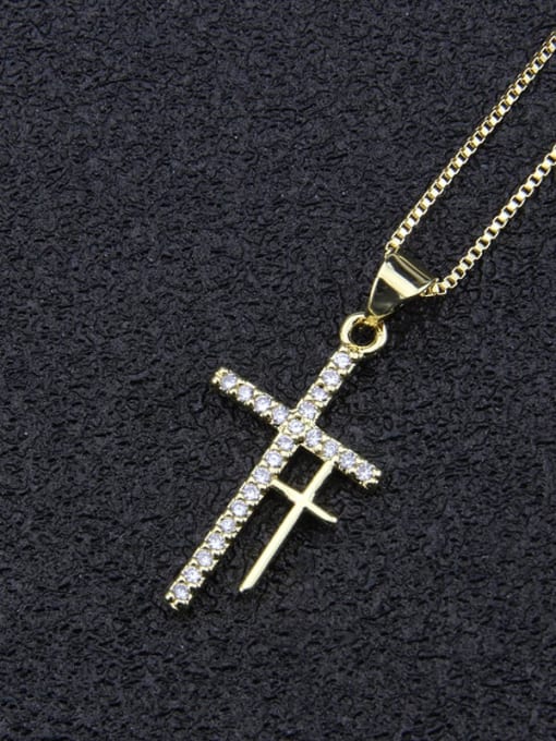 renchi Brass Cubic Zirconia Cross Dainty Regligious Necklace 1