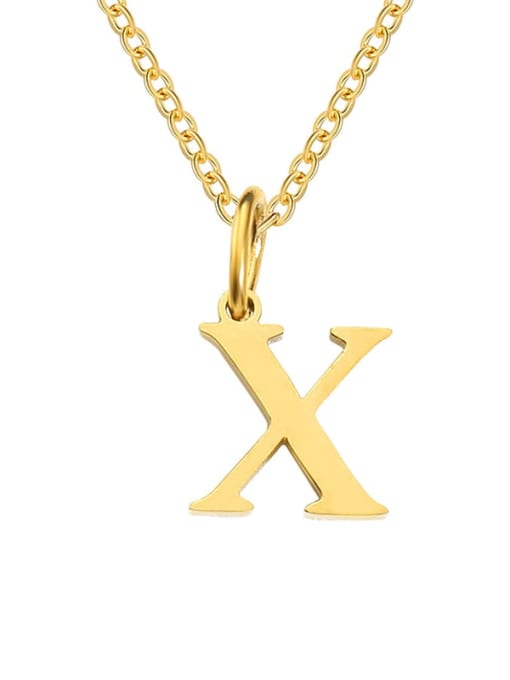 X Gold Stainless steel Letter Minimalist Necklace