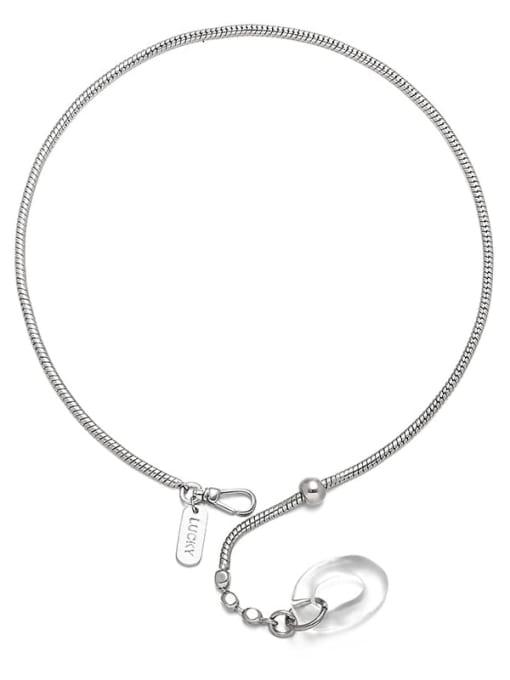 Titanium steel necklace Titanium Steel Glass Stone Geometric Trend Necklace