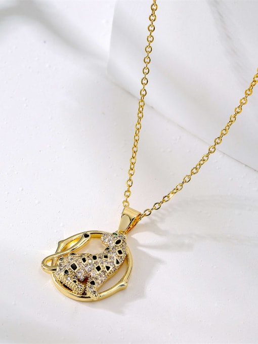 AOG Brass Cubic Zirconia Leopard Vintage Necklace 3
