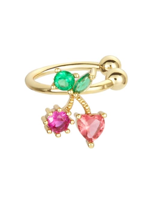 Love cherry (Single) Brass Cubic Zirconia Multi Color Friut Cute Single Earring