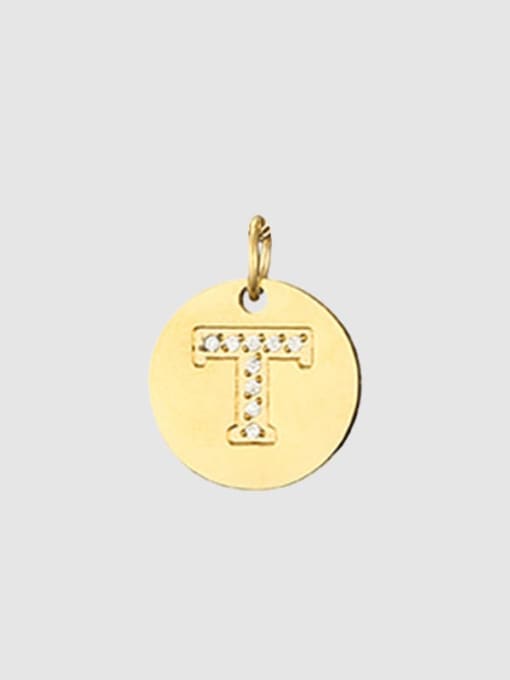 T 14 K gold Titanium 26 Letter Minimalist round pendant Necklace
