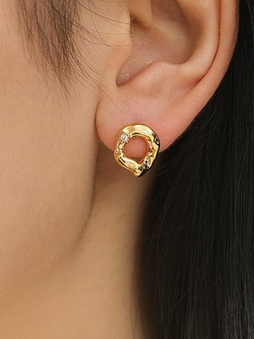 Five Color Brass Geometric Minimalist Stud Earring 1