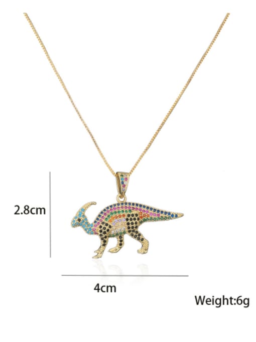 AOG Brass Cubic Zirconia  Vintage Dinosaur Pendant Necklace 2
