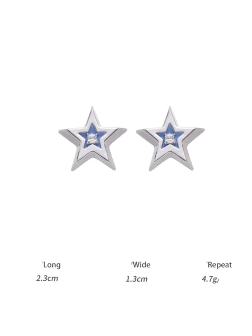 Five pointed star style Brass Enamel Star Cute Stud Earring