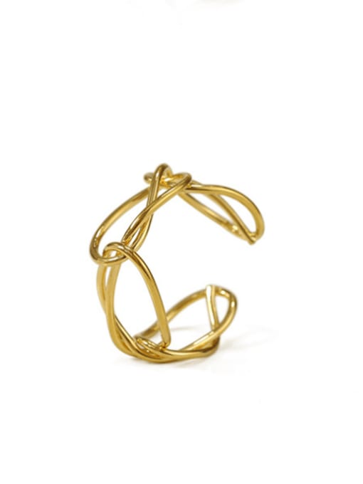 Gold Brass Hollow Geometric Minimalist Band Ring