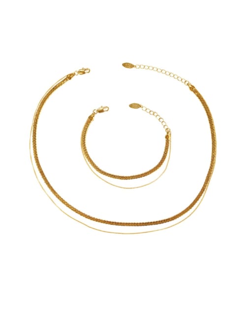 TINGS Brass Geometric chain Minimalist Multi Strand Necklace 4